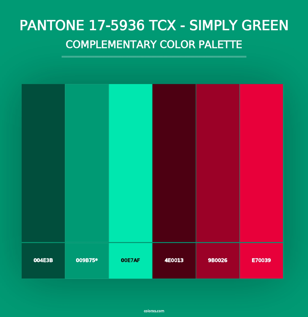 PANTONE 17-5936 TCX - Simply Green - Complementary Color Palette