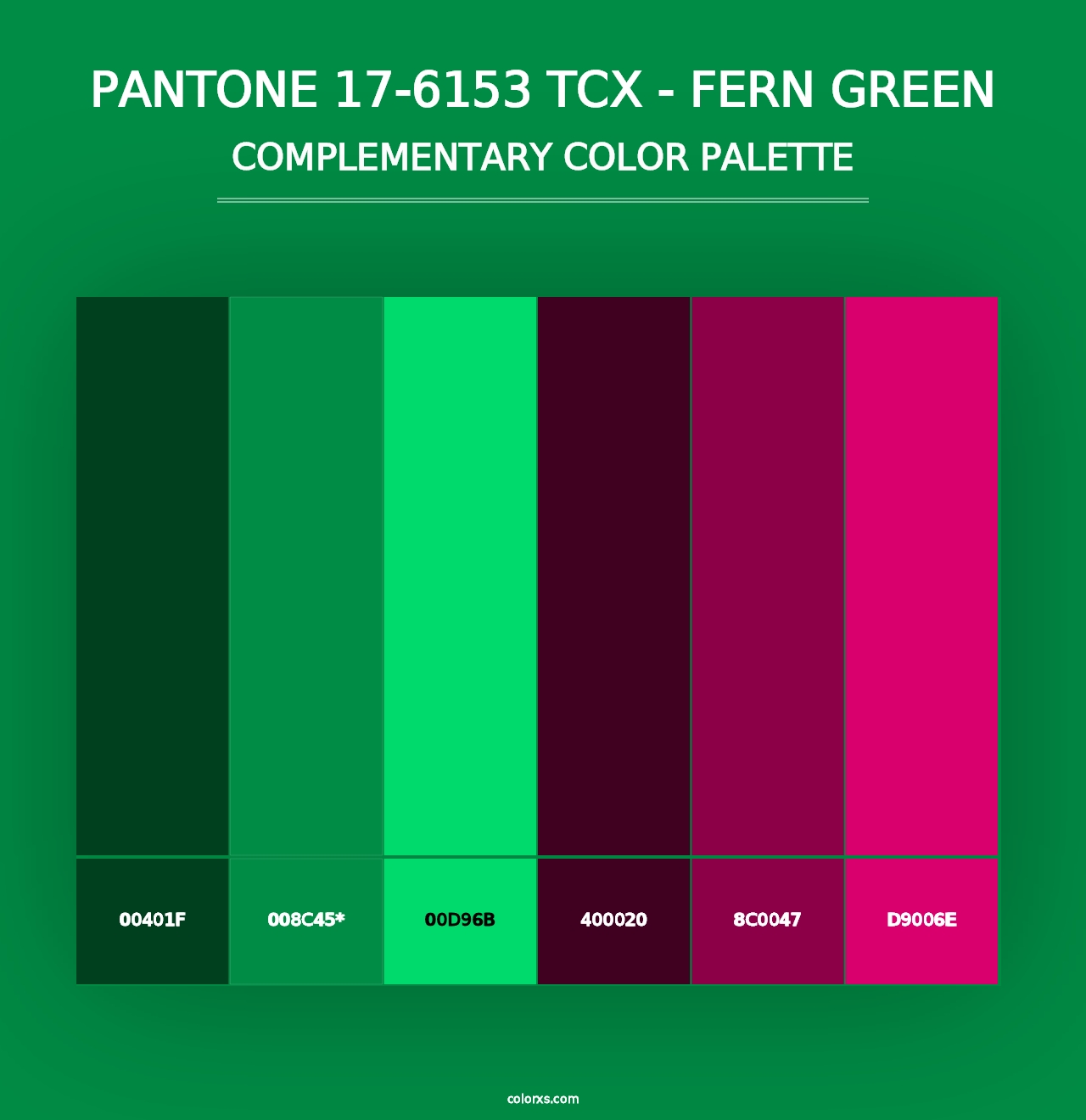 PANTONE 17-6153 TCX - Fern Green - Complementary Color Palette