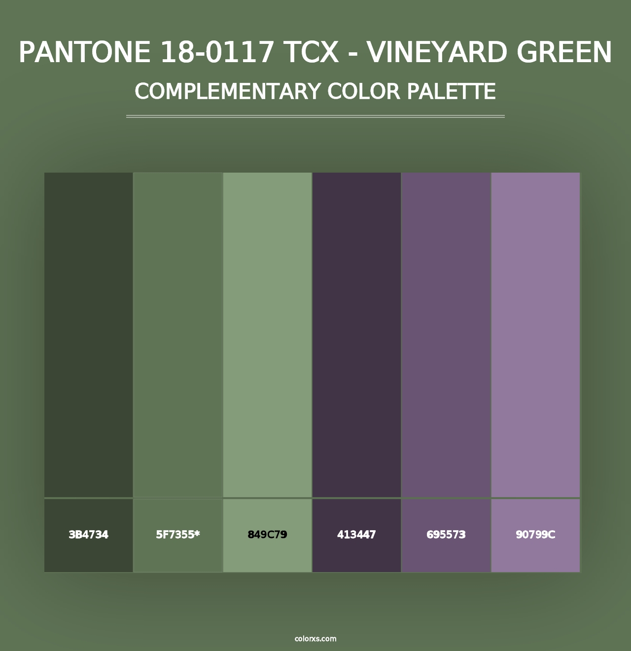 PANTONE 18-0117 TCX - Vineyard Green - Complementary Color Palette