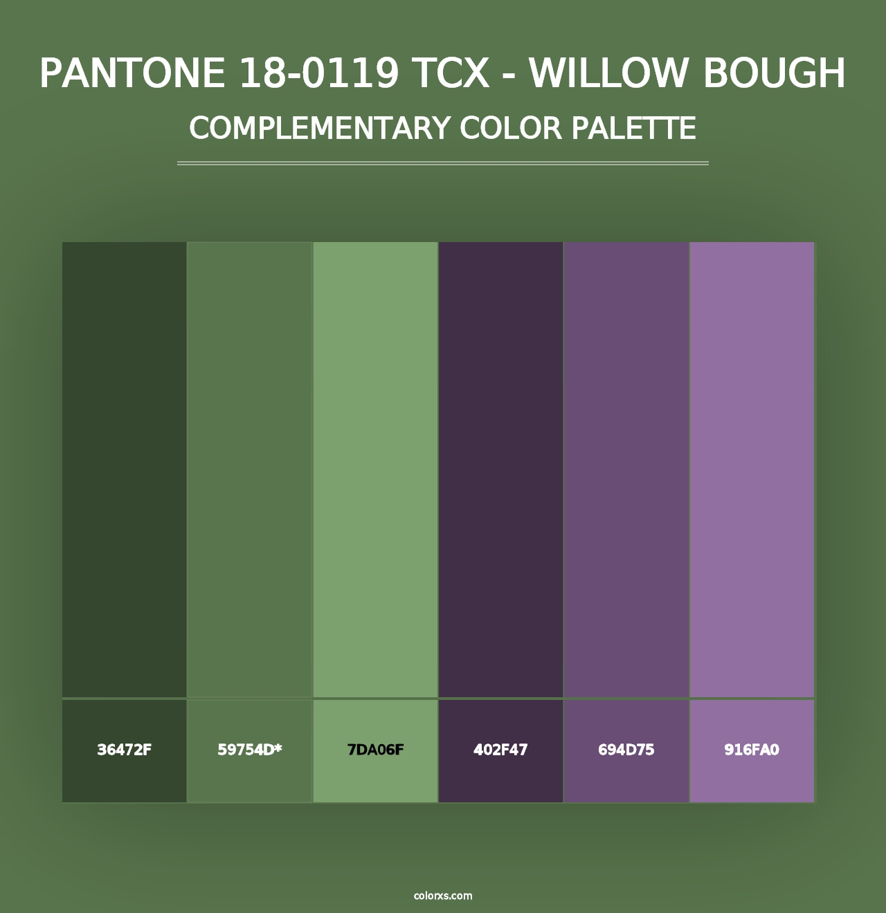 PANTONE 18-0119 TCX - Willow Bough - Complementary Color Palette