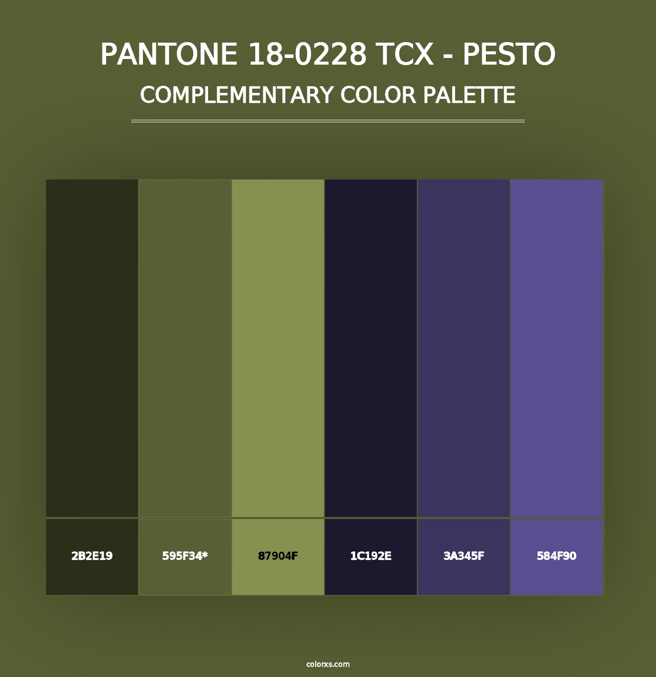 PANTONE 18-0228 TCX - Pesto - Complementary Color Palette