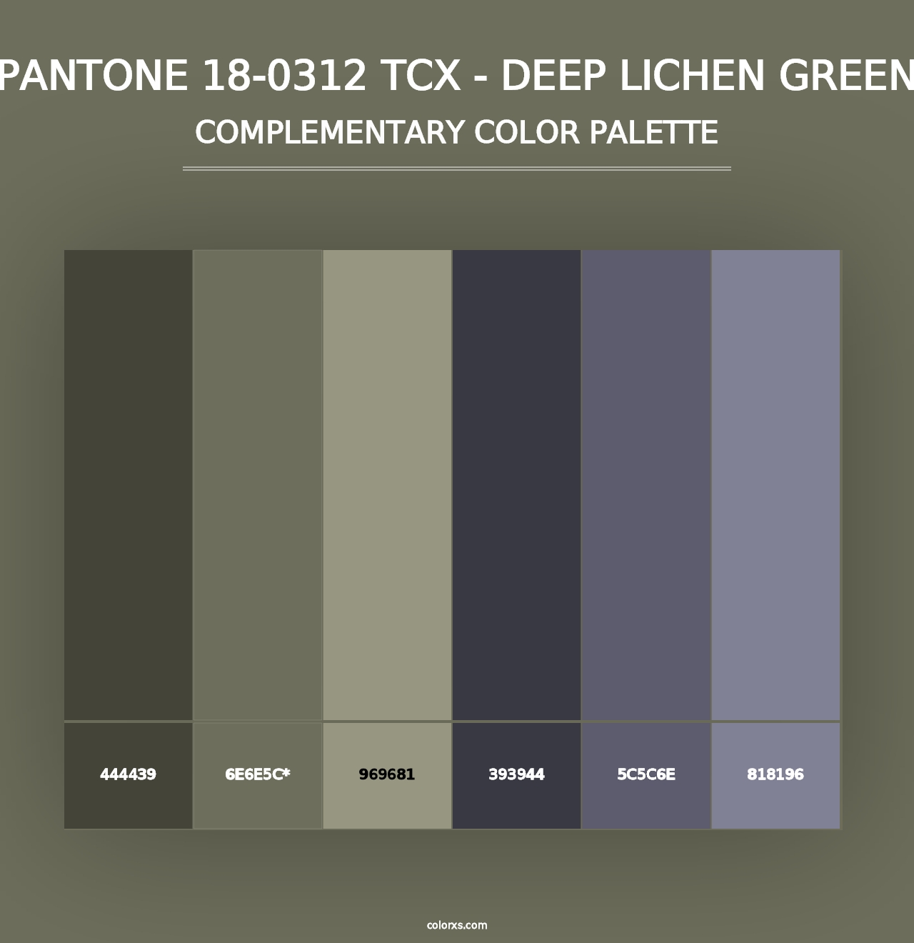 PANTONE 18-0312 TCX - Deep Lichen Green - Complementary Color Palette