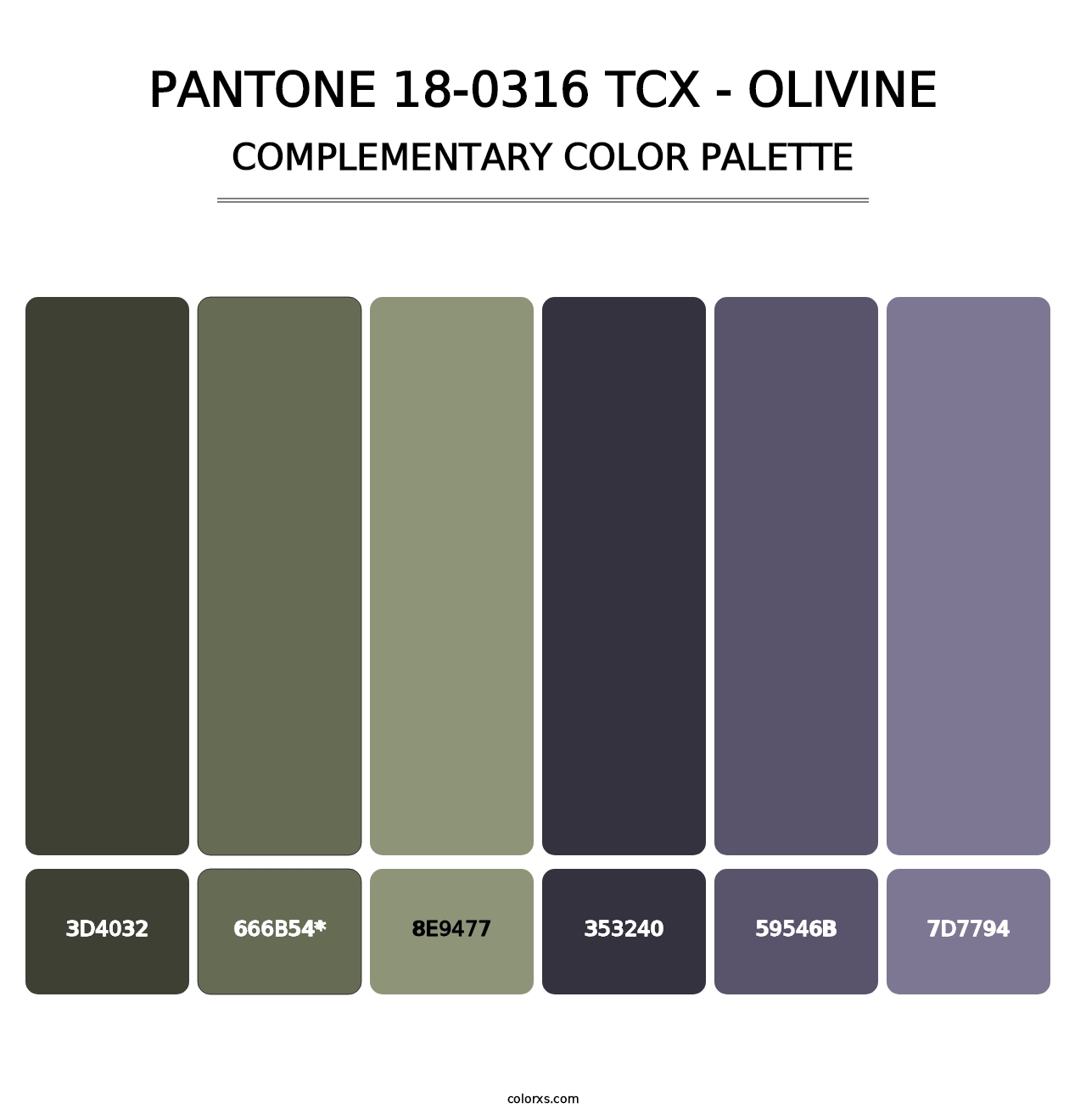 PANTONE 18-0316 TCX - Olivine - Complementary Color Palette