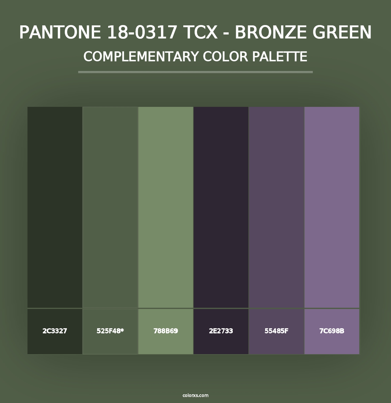 PANTONE 18-0317 TCX - Bronze Green - Complementary Color Palette