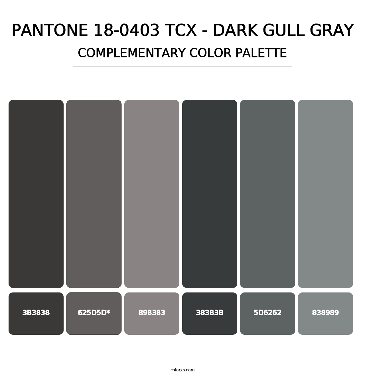 PANTONE 18-0403 TCX - Dark Gull Gray - Complementary Color Palette