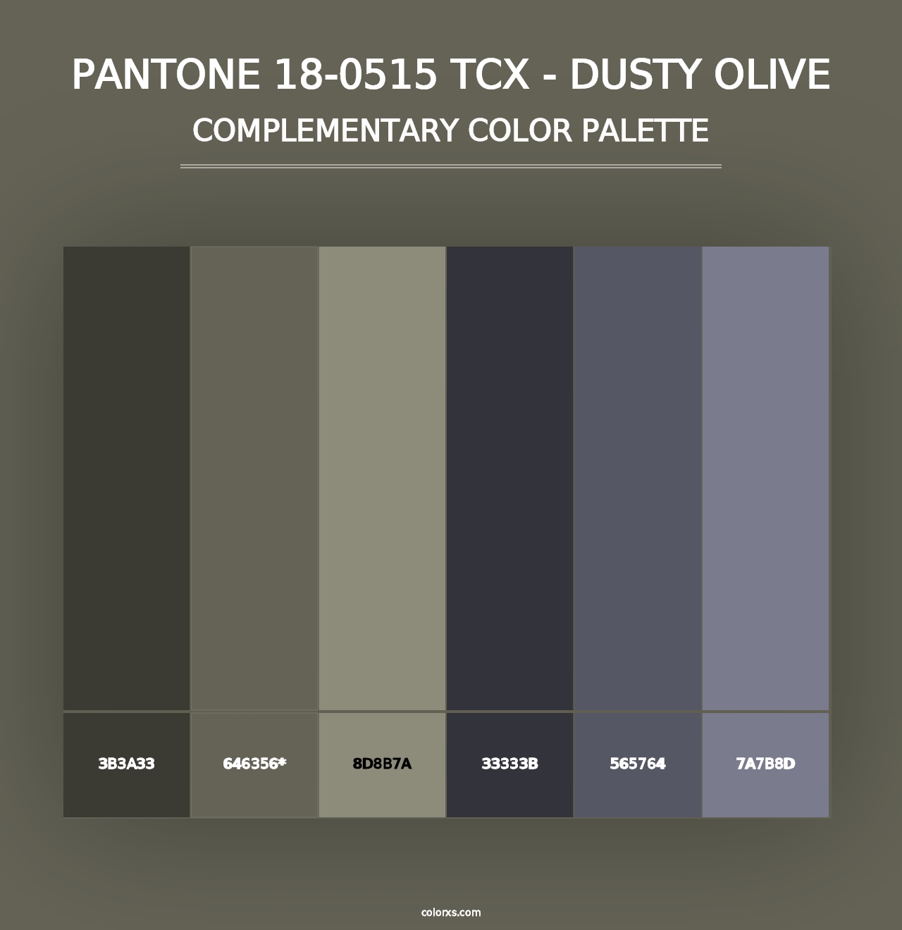 PANTONE 18-0515 TCX - Dusty Olive - Complementary Color Palette