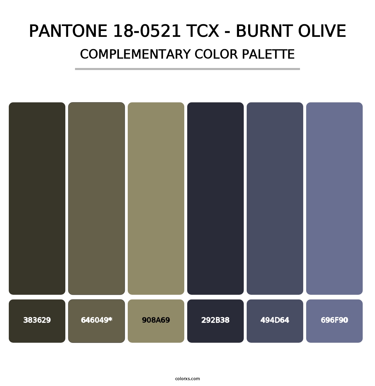 PANTONE 18-0521 TCX - Burnt Olive - Complementary Color Palette