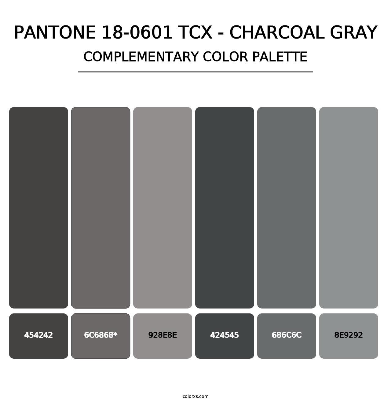 PANTONE 18-0601 TCX - Charcoal Gray - Complementary Color Palette