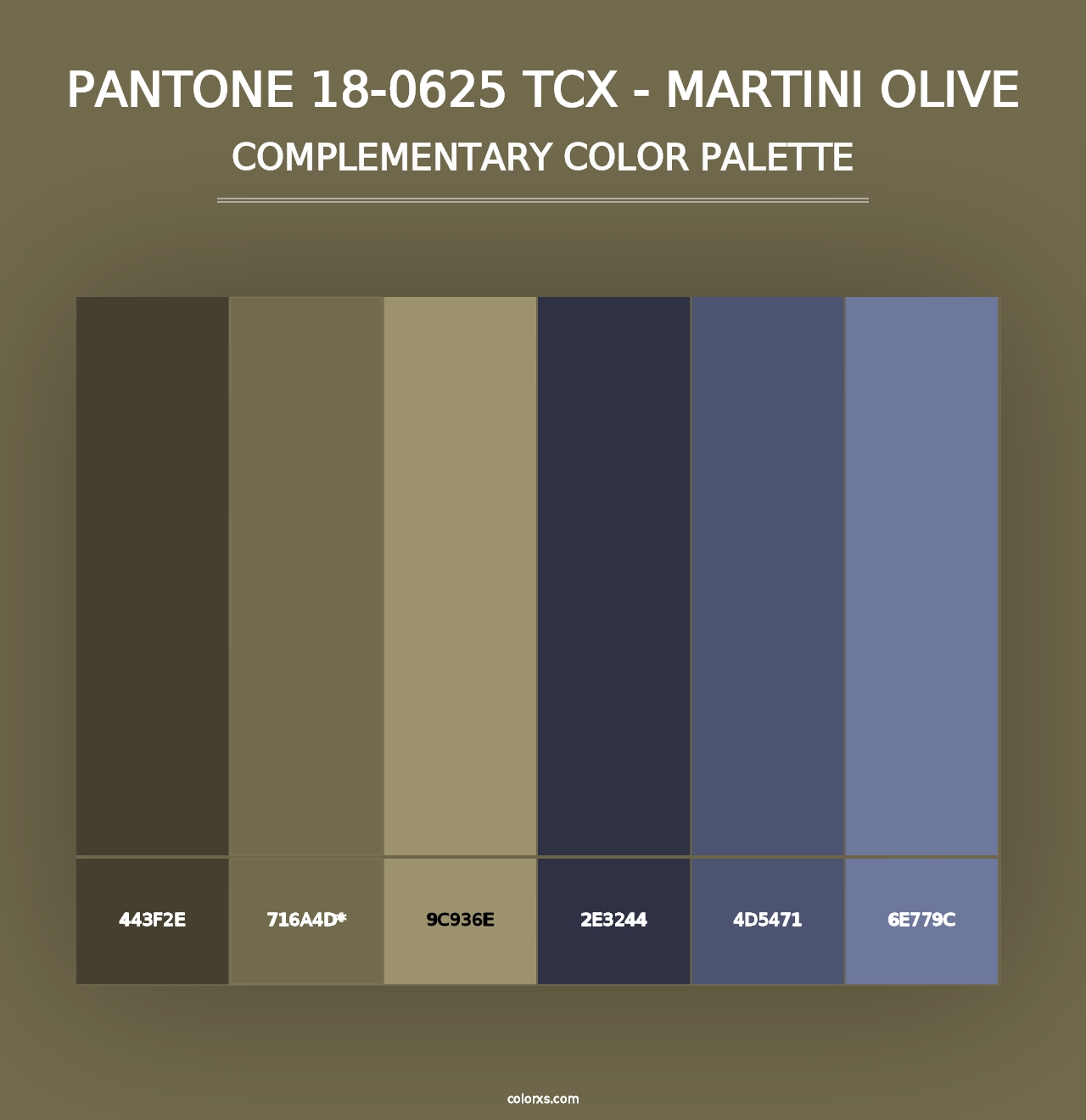 PANTONE 18-0625 TCX - Martini Olive - Complementary Color Palette