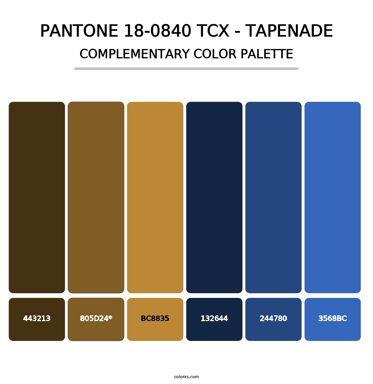 PANTONE 18-0840 TCX - Tapenade - Complementary Color Palette