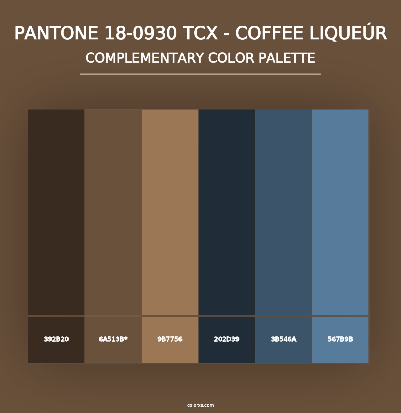 PANTONE 18-0930 TCX - Coffee Liqueúr - Complementary Color Palette