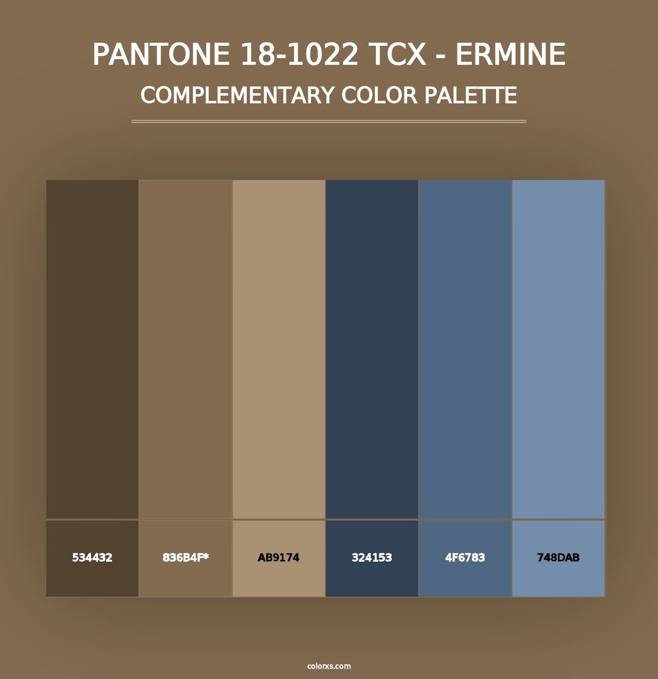 PANTONE 18-1022 TCX - Ermine - Complementary Color Palette