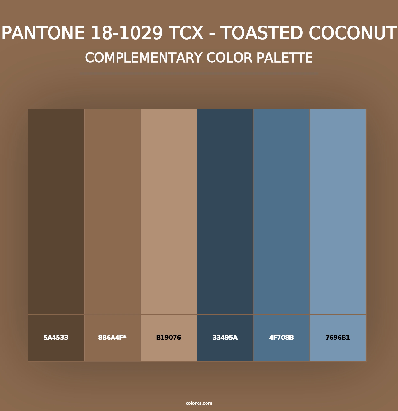 PANTONE 18-1029 TCX - Toasted Coconut - Complementary Color Palette