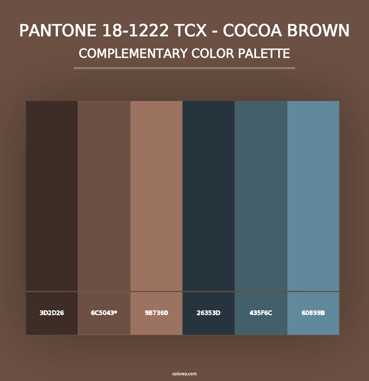 PANTONE 18-1222 TCX - Cocoa Brown - Complementary Color Palette