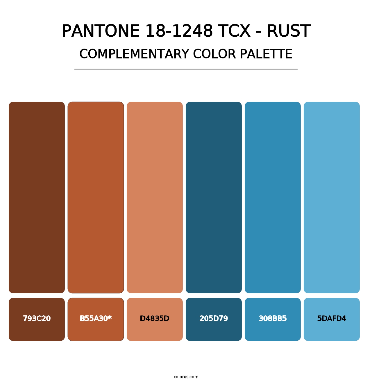 PANTONE 18-1248 TCX - Rust - Complementary Color Palette