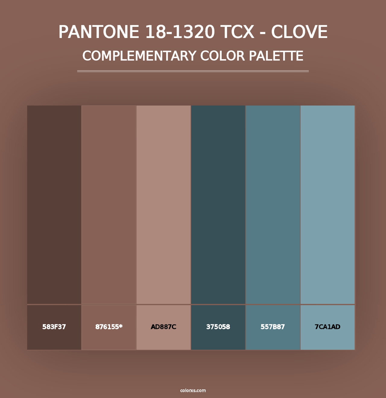 PANTONE 18-1320 TCX - Clove - Complementary Color Palette