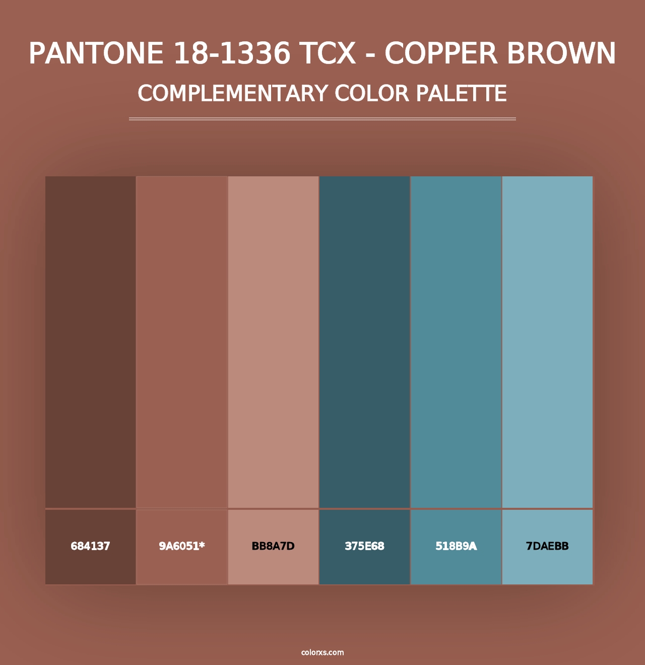 PANTONE 18-1336 TCX - Copper Brown - Complementary Color Palette