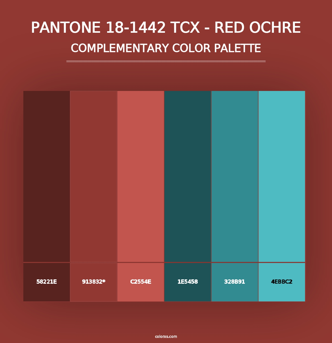 PANTONE 18-1442 TCX - Red Ochre - Complementary Color Palette