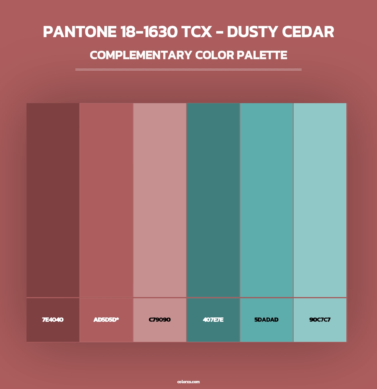 PANTONE 18-1630 TCX - Dusty Cedar - Complementary Color Palette