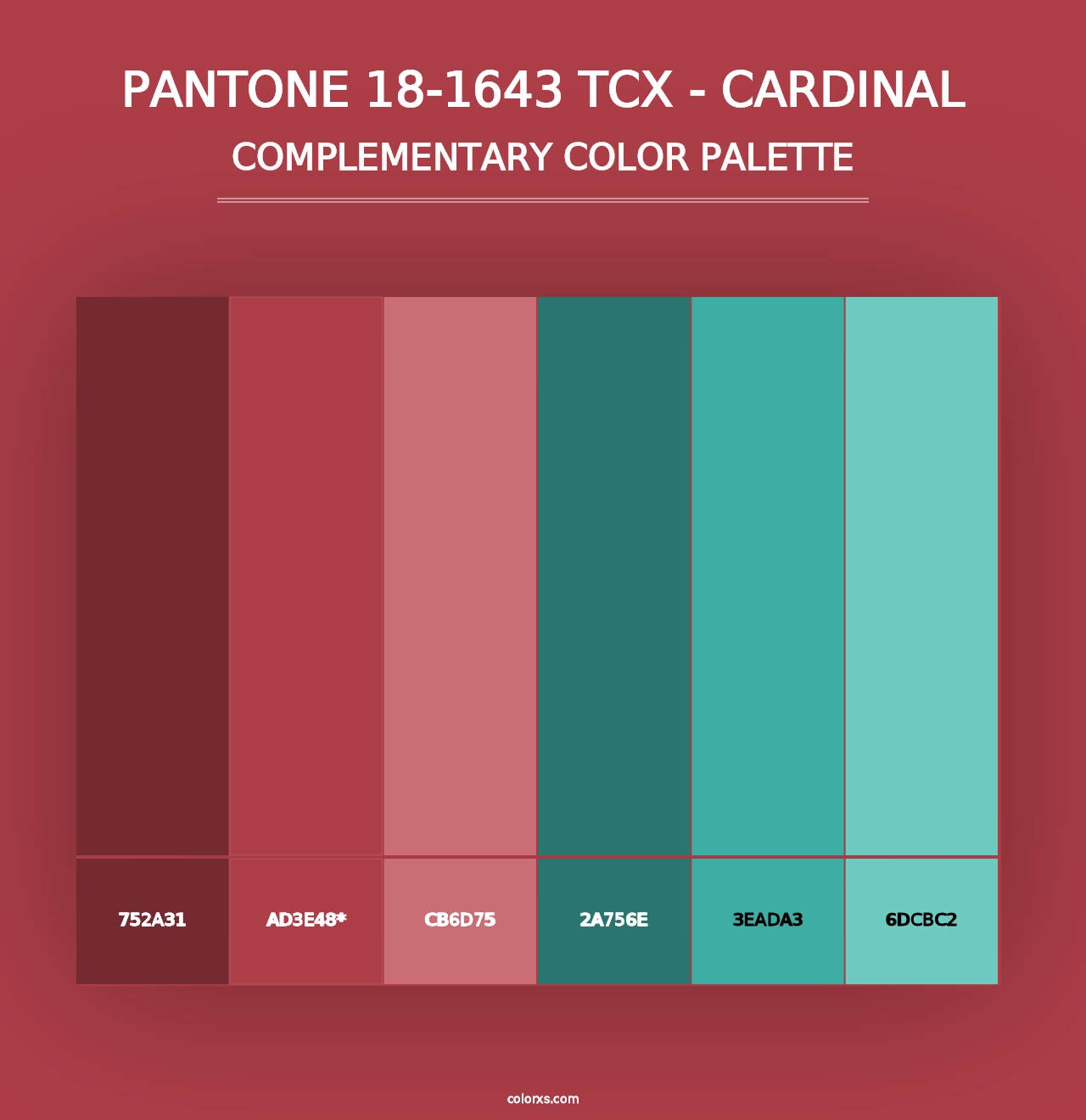 PANTONE 18-1643 TCX - Cardinal - Complementary Color Palette