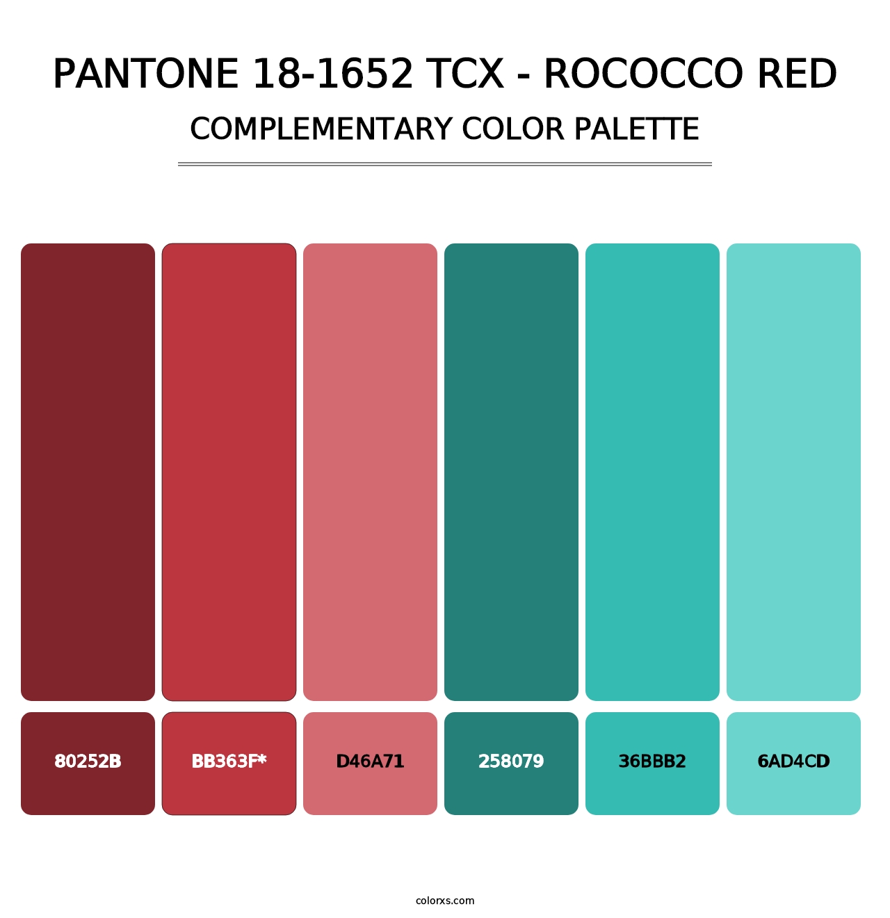 PANTONE 18-1652 TCX - Rococco Red - Complementary Color Palette