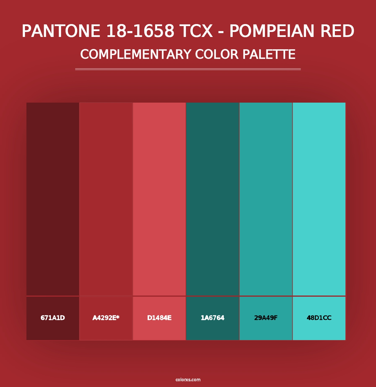 PANTONE 18-1658 TCX - Pompeian Red - Complementary Color Palette