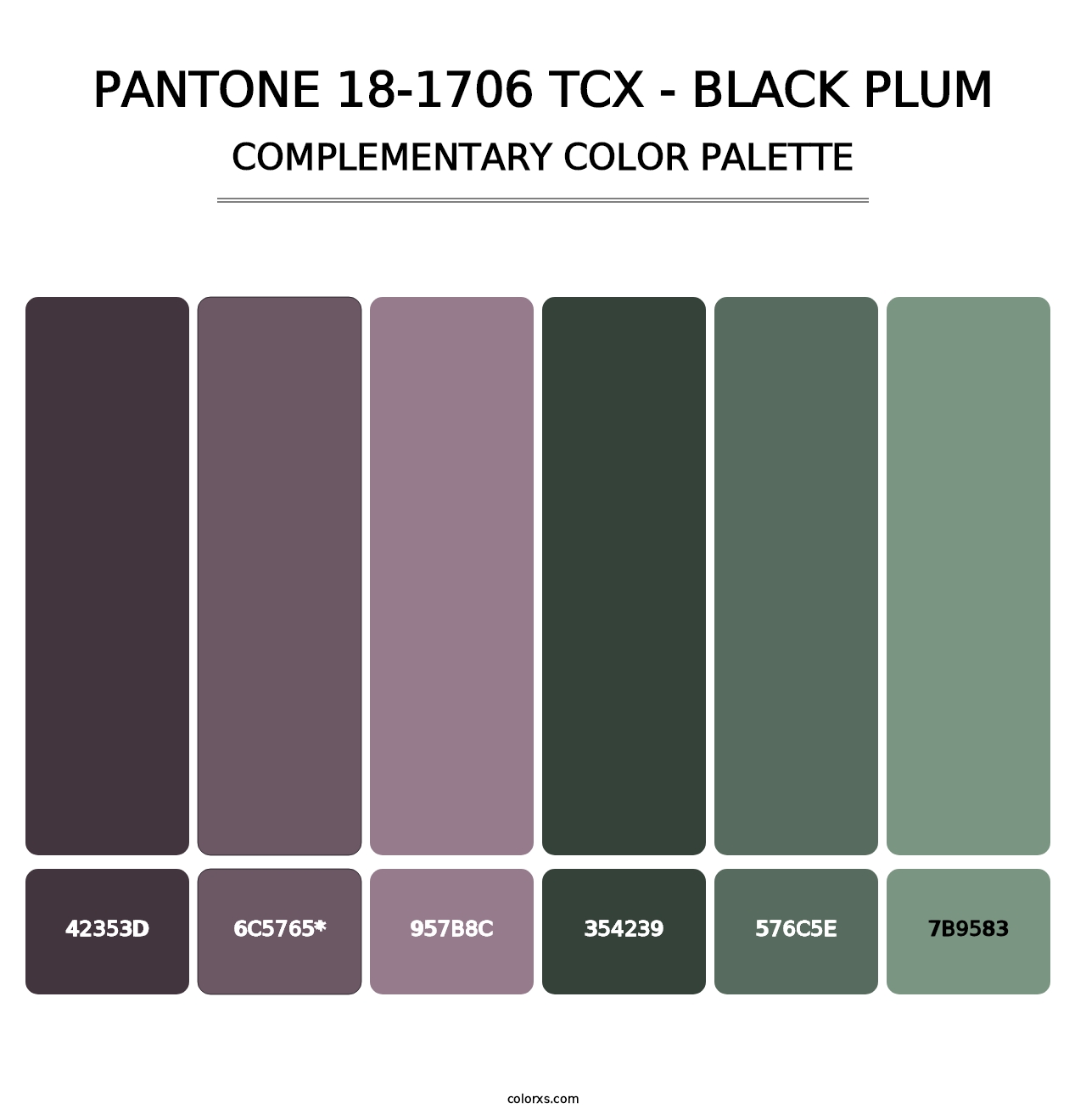 PANTONE 18-1706 TCX - Black Plum - Complementary Color Palette