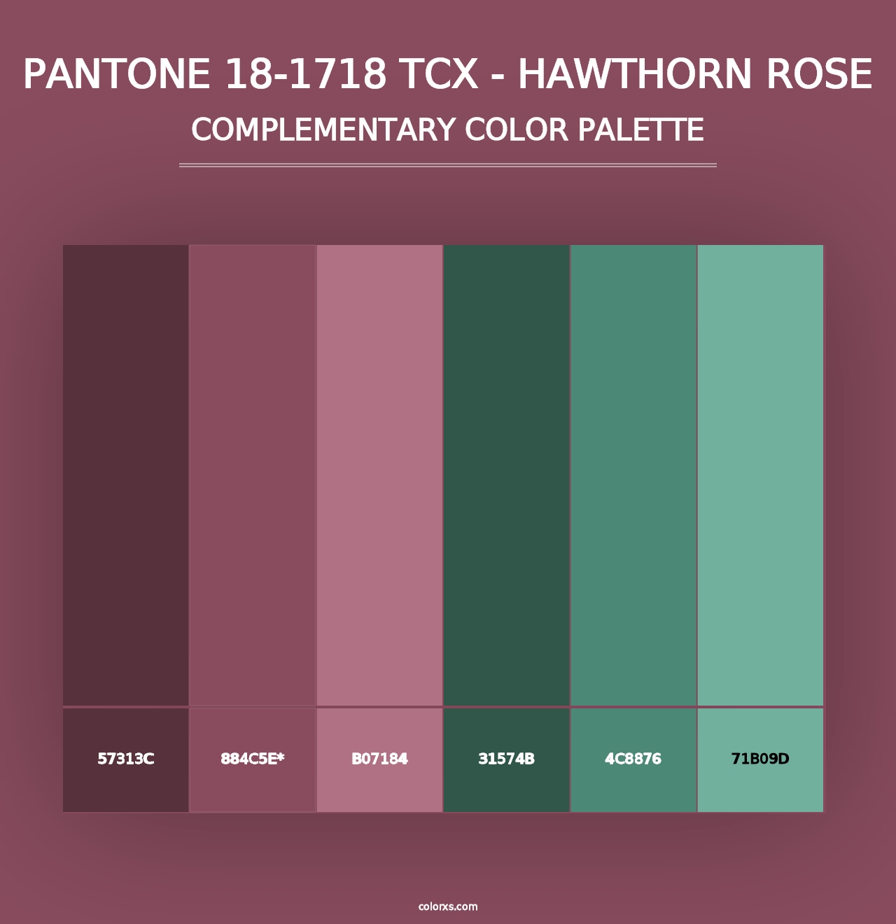 PANTONE 18-1718 TCX - Hawthorn Rose - Complementary Color Palette