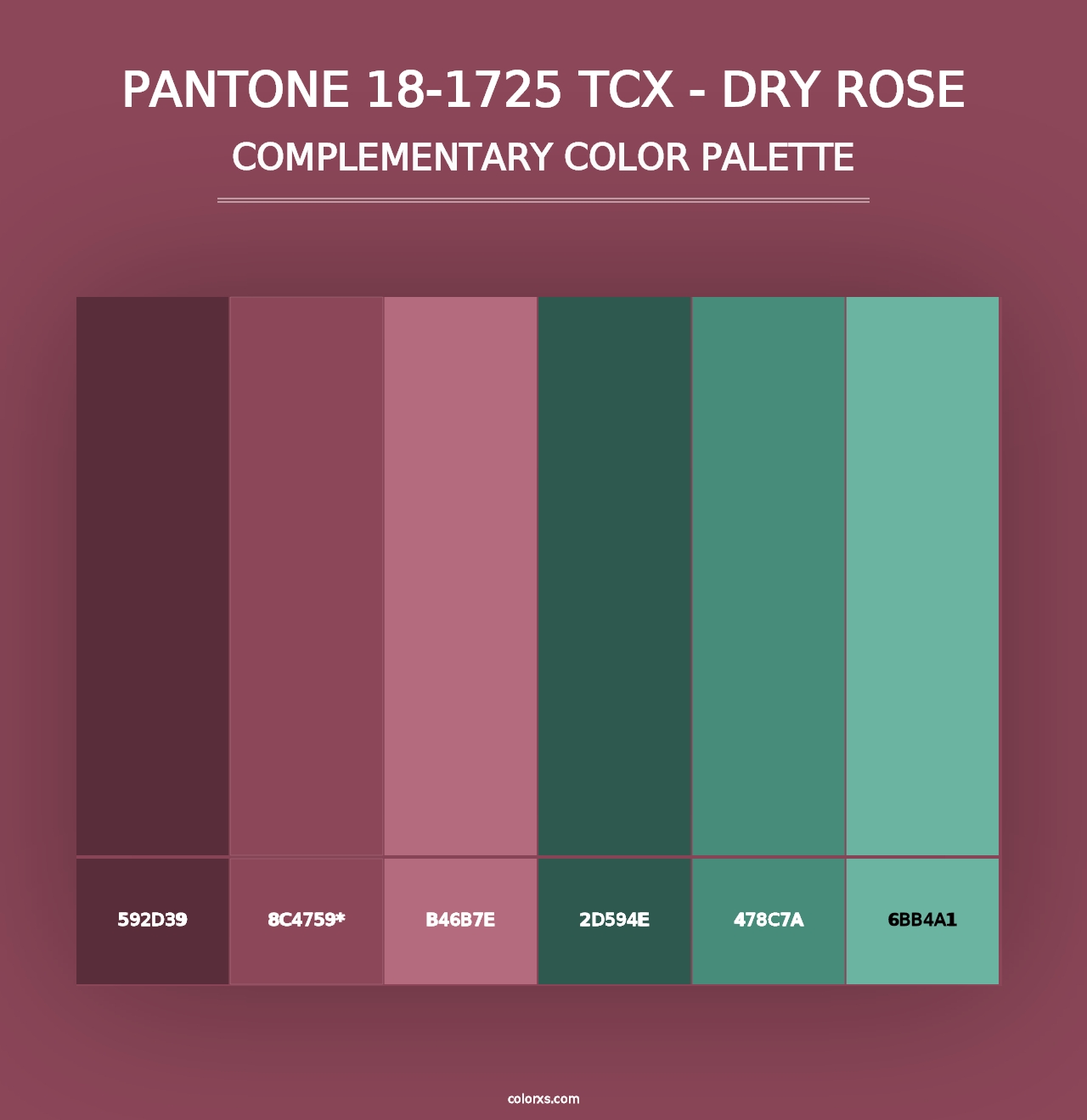 PANTONE 18-1725 TCX - Dry Rose - Complementary Color Palette