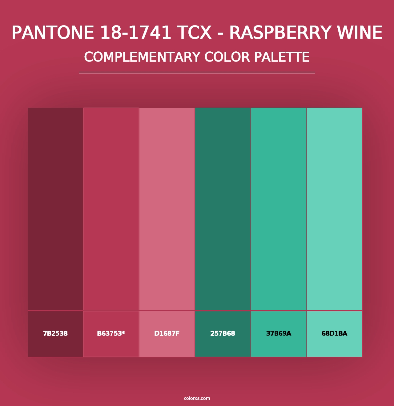 PANTONE 18-1741 TCX - Raspberry Wine - Complementary Color Palette