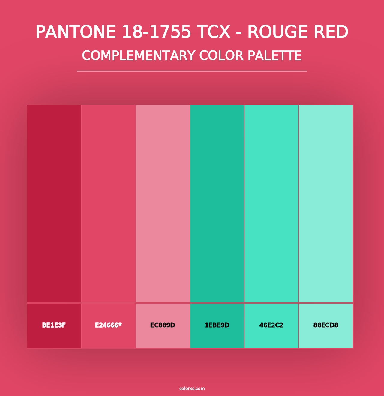 PANTONE 18-1755 TCX - Rouge Red - Complementary Color Palette