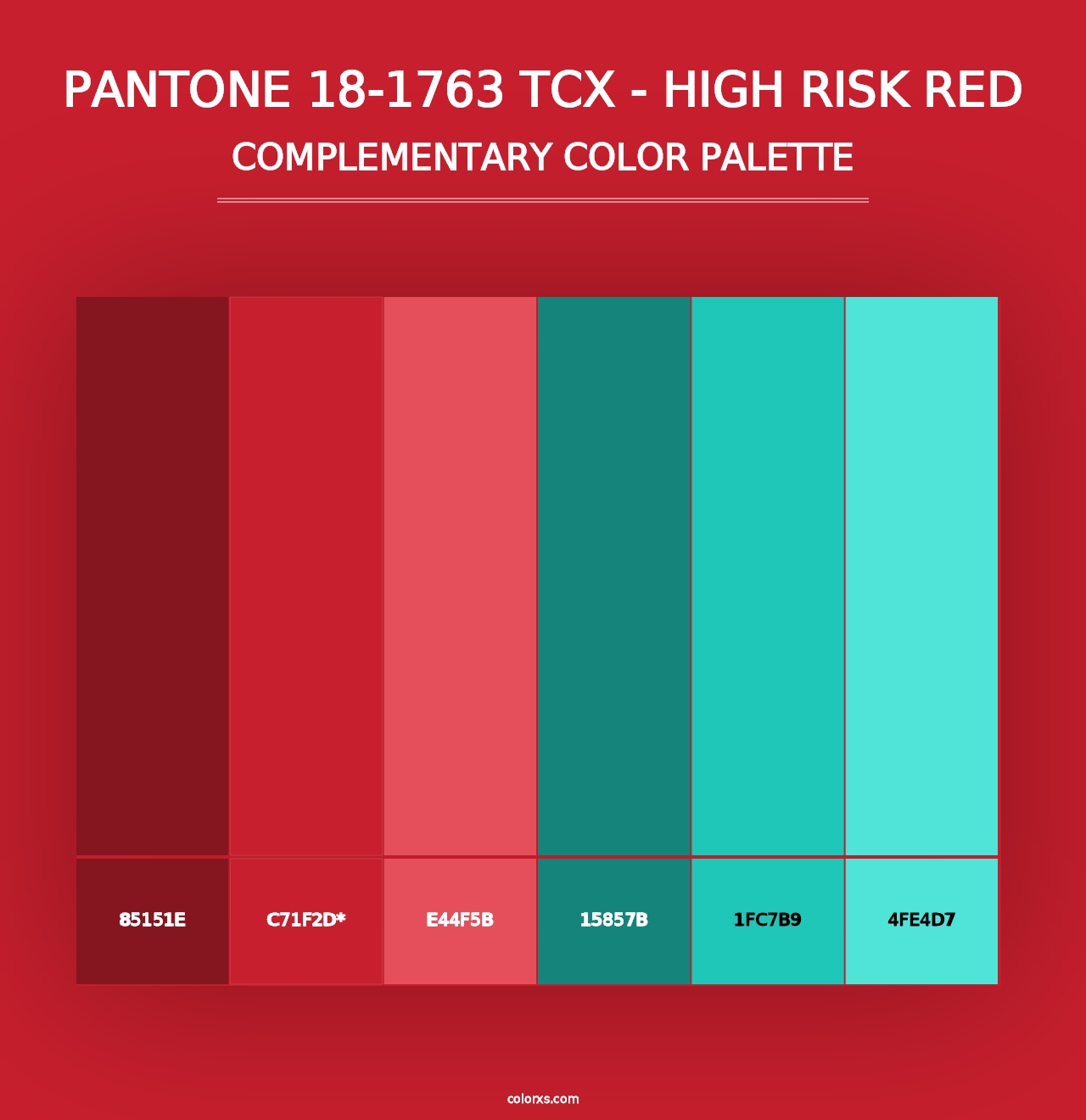 PANTONE 18-1763 TCX - High Risk Red - Complementary Color Palette