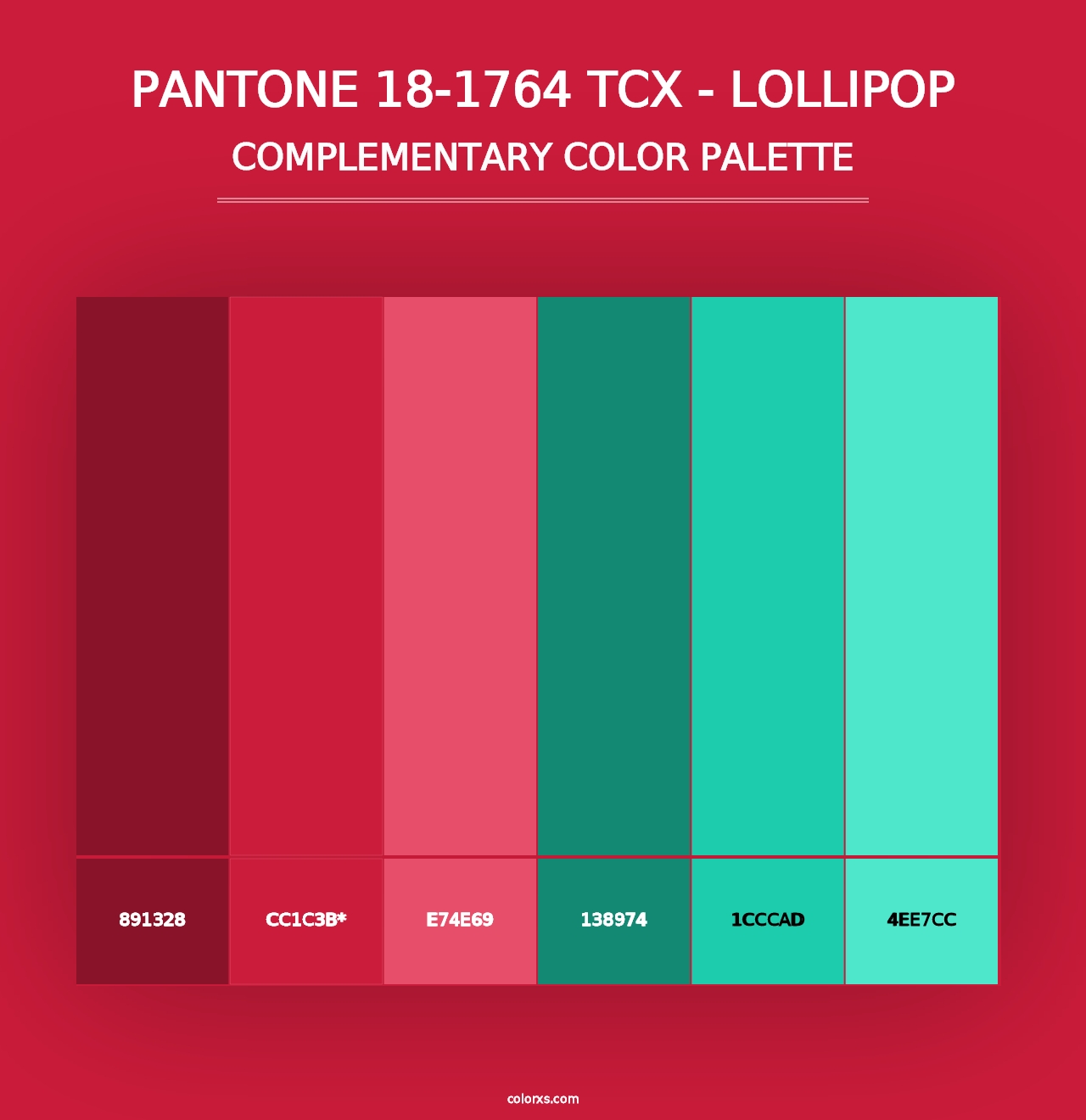 PANTONE 18-1764 TCX - Lollipop - Complementary Color Palette