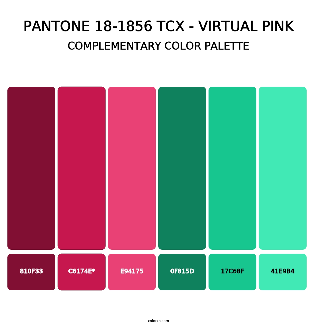 PANTONE 18-1856 TCX - Virtual Pink - Complementary Color Palette