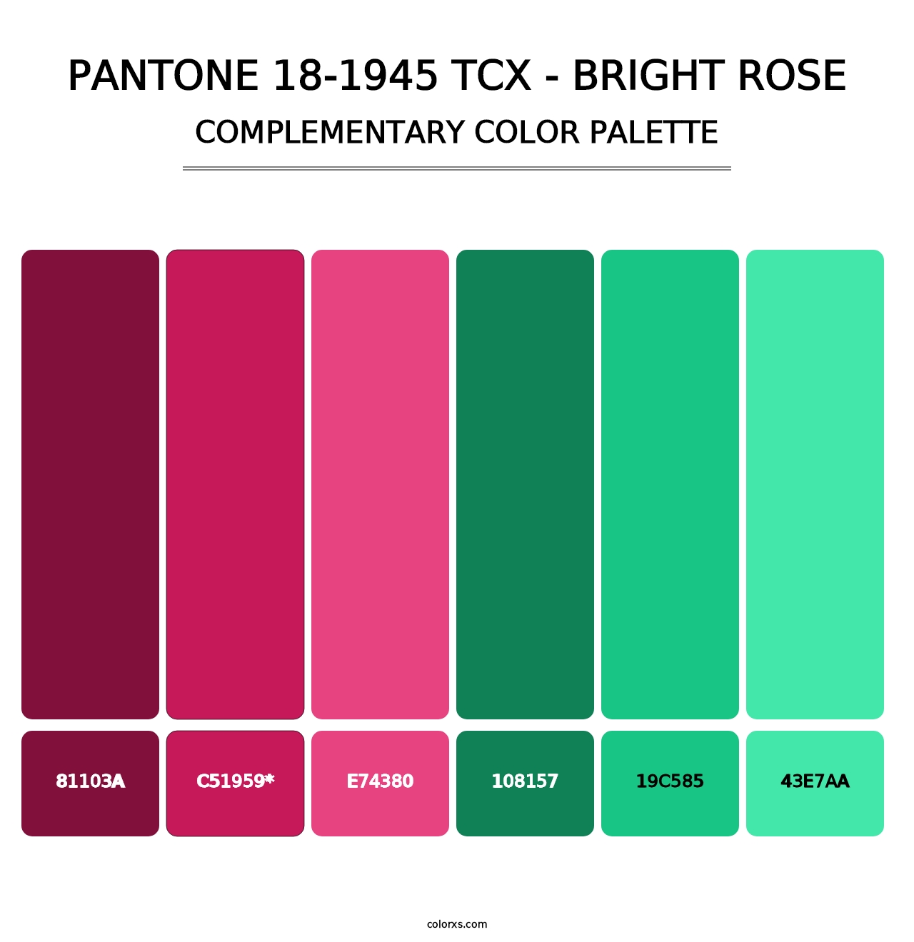 PANTONE 18-1945 TCX - Bright Rose - Complementary Color Palette