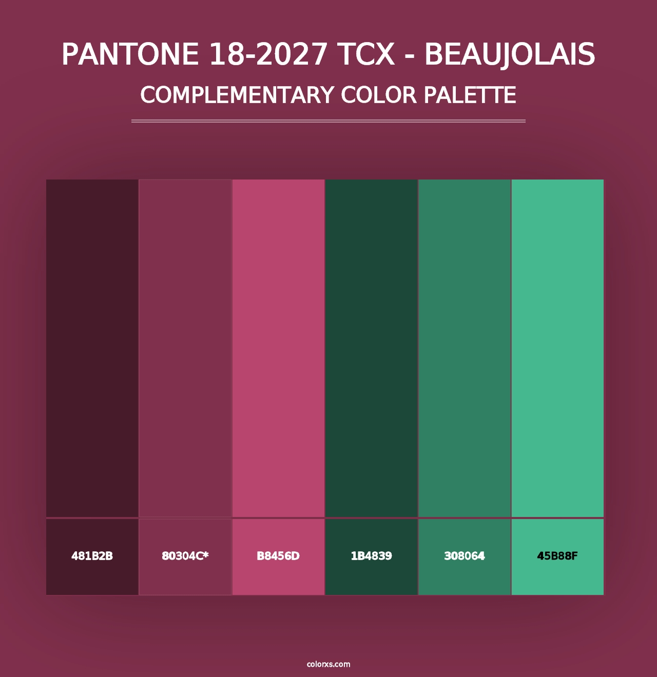 PANTONE 18-2027 TCX - Beaujolais - Complementary Color Palette