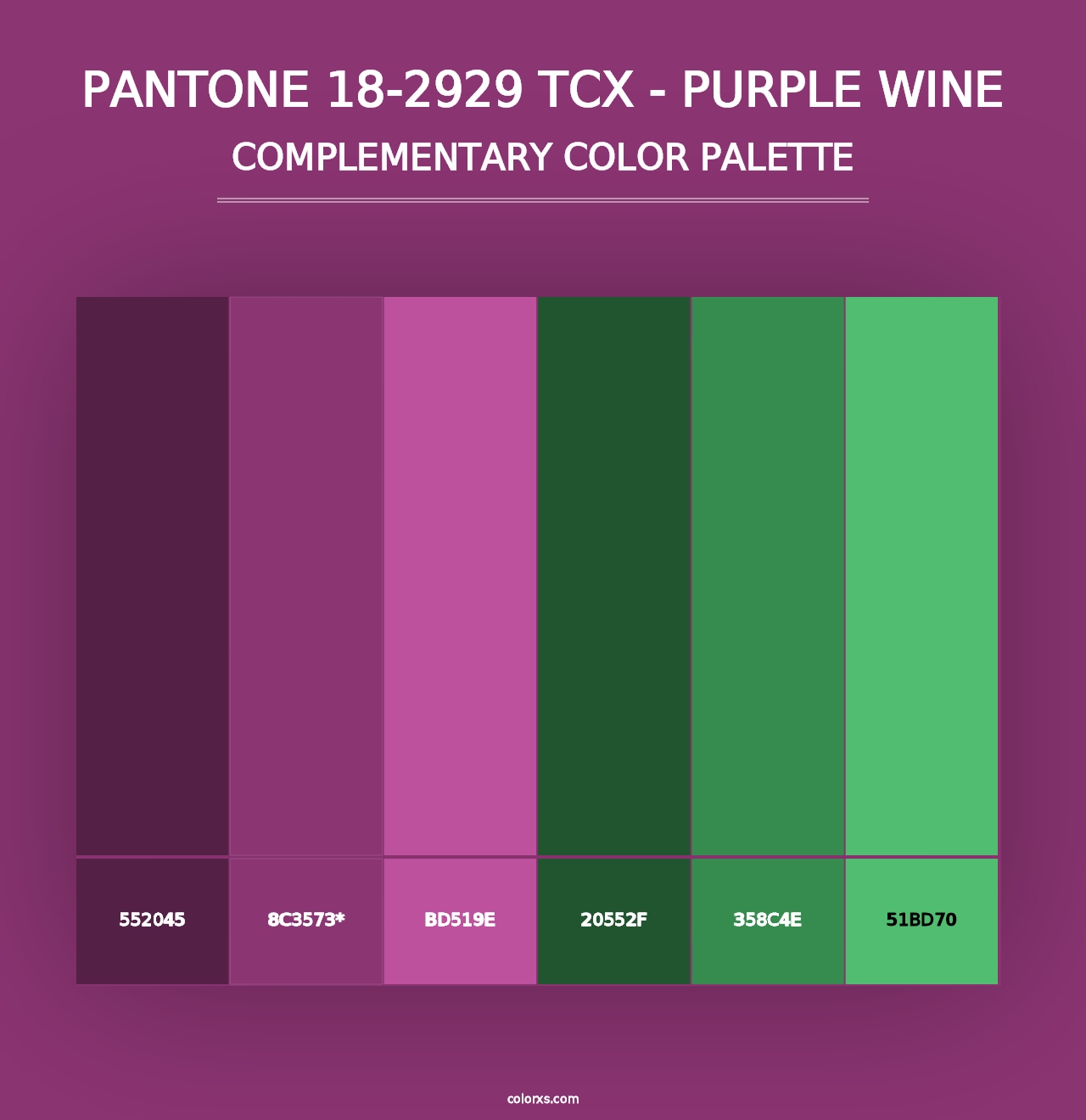 PANTONE 18-2929 TCX - Purple Wine - Complementary Color Palette