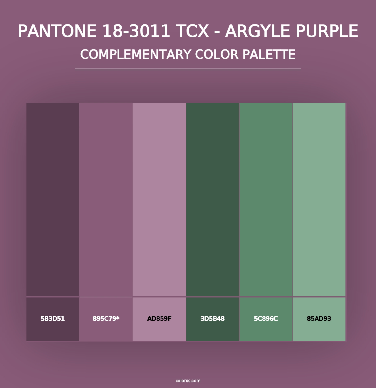 PANTONE 18-3011 TCX - Argyle Purple - Complementary Color Palette