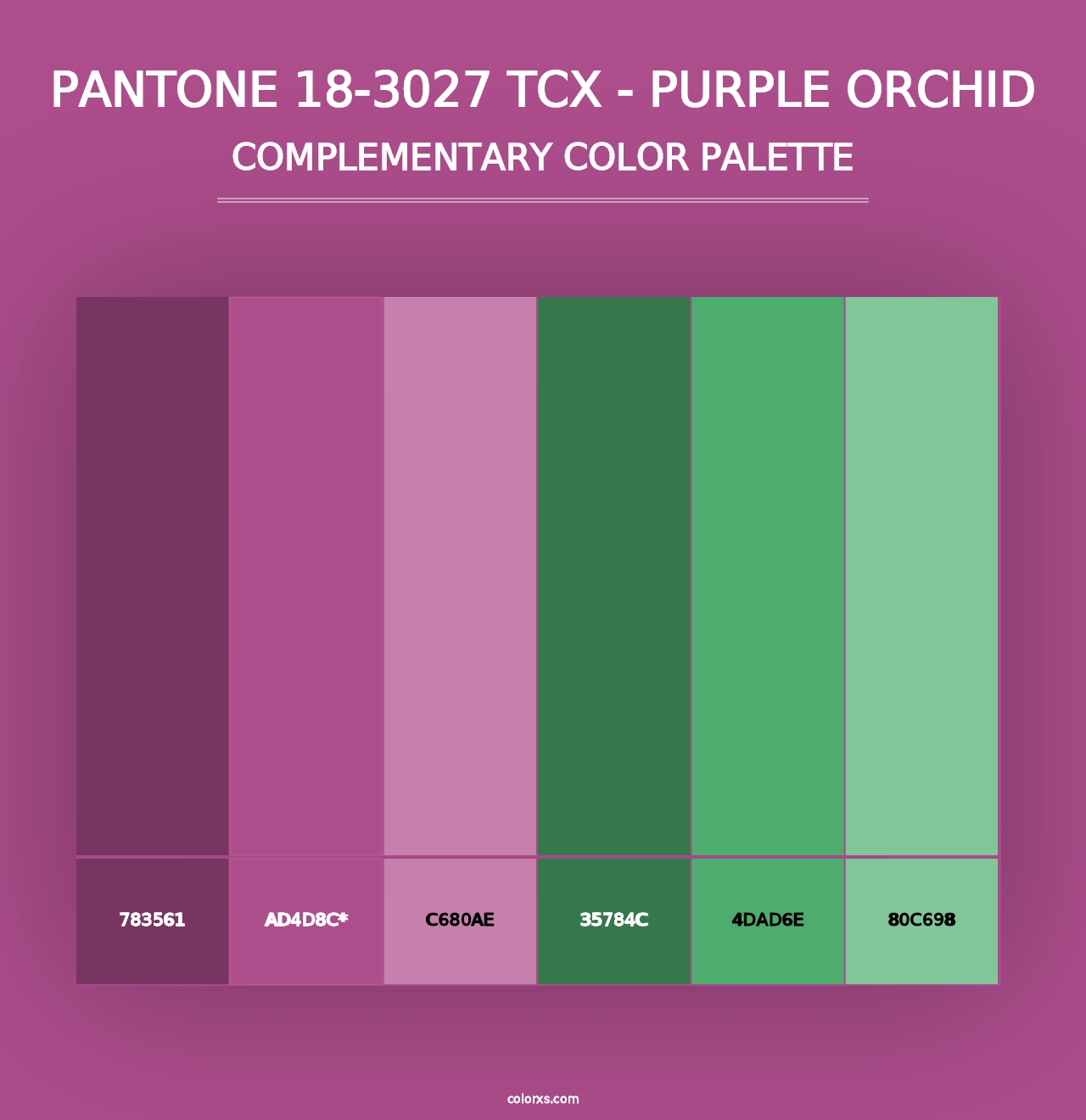 PANTONE 18-3027 TCX - Purple Orchid - Complementary Color Palette