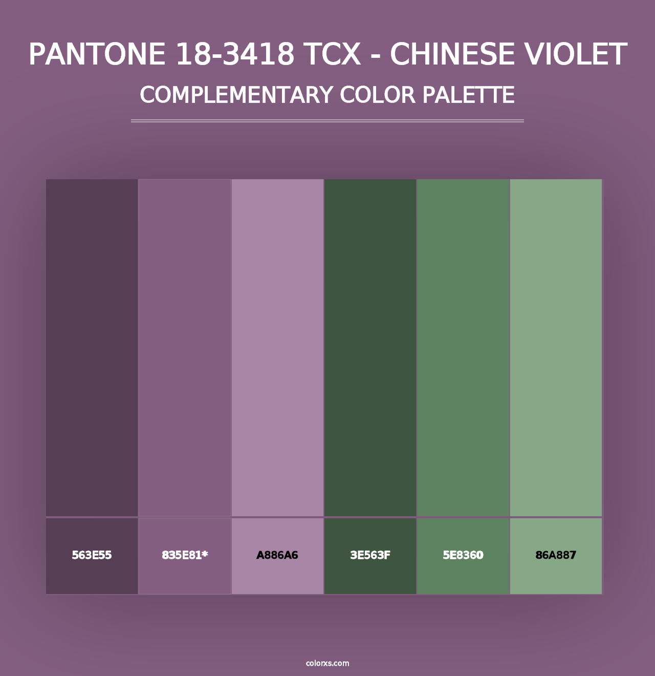 PANTONE 18-3418 TCX - Chinese Violet - Complementary Color Palette