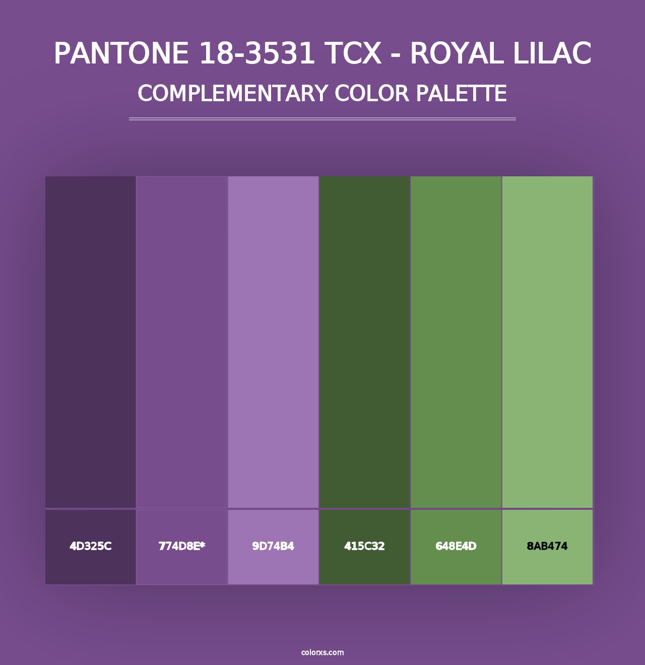 PANTONE 18-3531 TCX - Royal Lilac - Complementary Color Palette