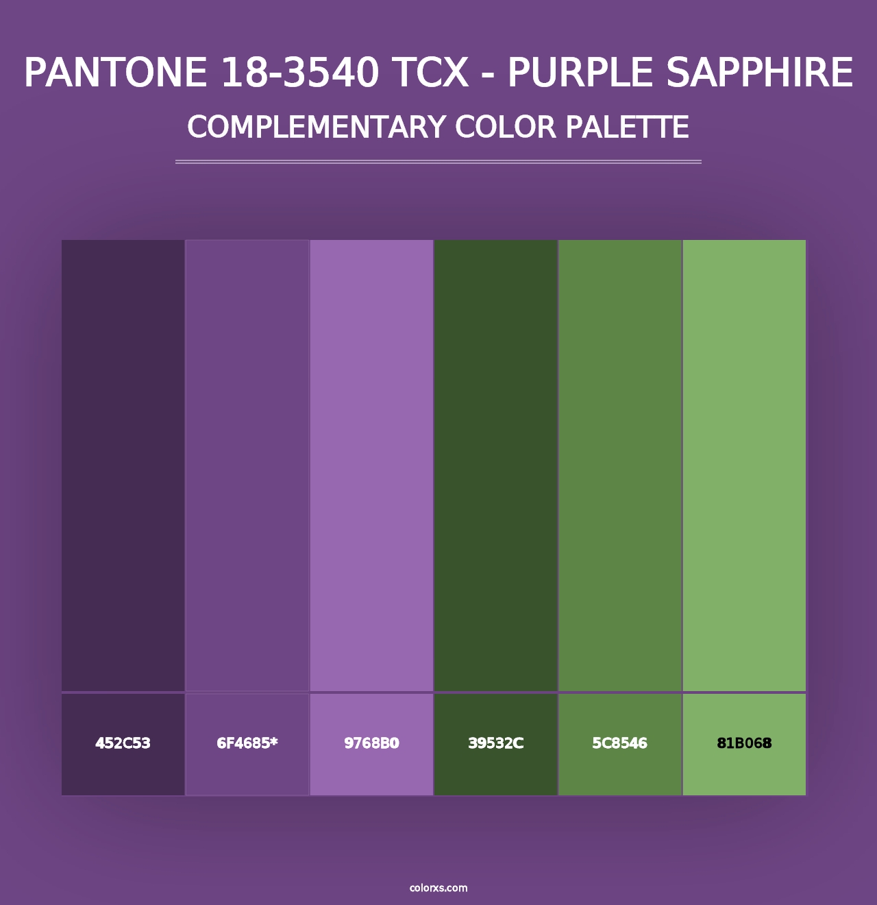 PANTONE 18-3540 TCX - Purple Sapphire - Complementary Color Palette