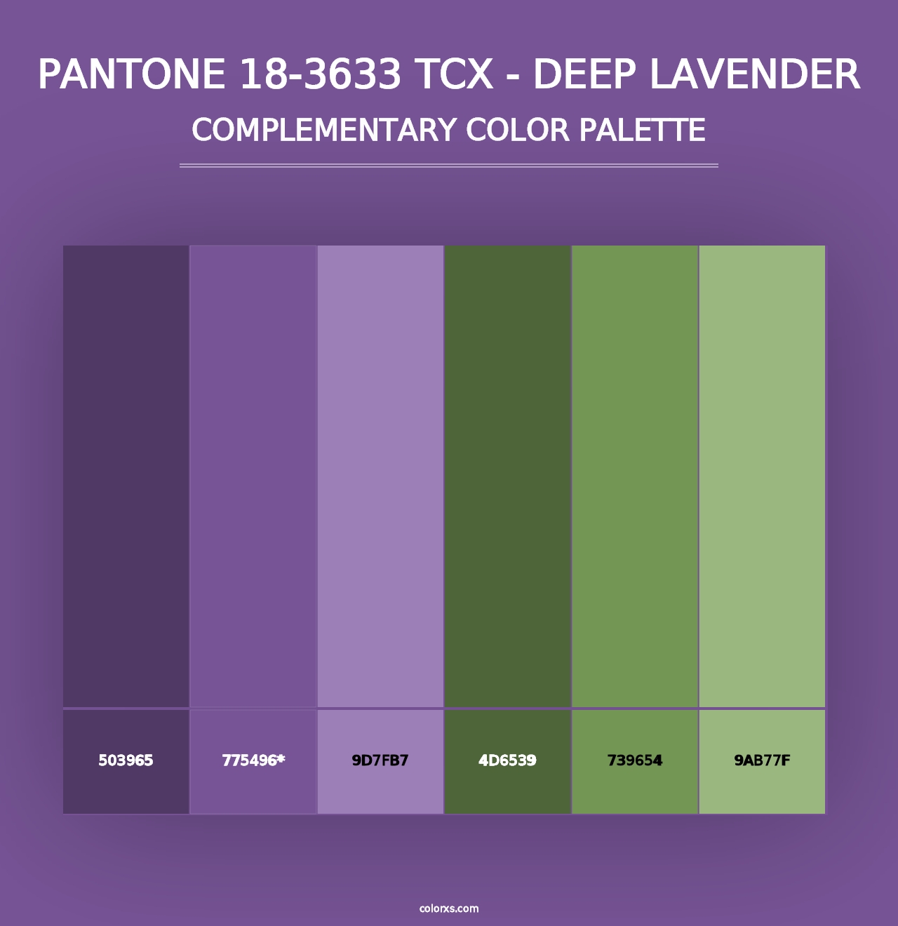 PANTONE 18-3633 TCX - Deep Lavender - Complementary Color Palette