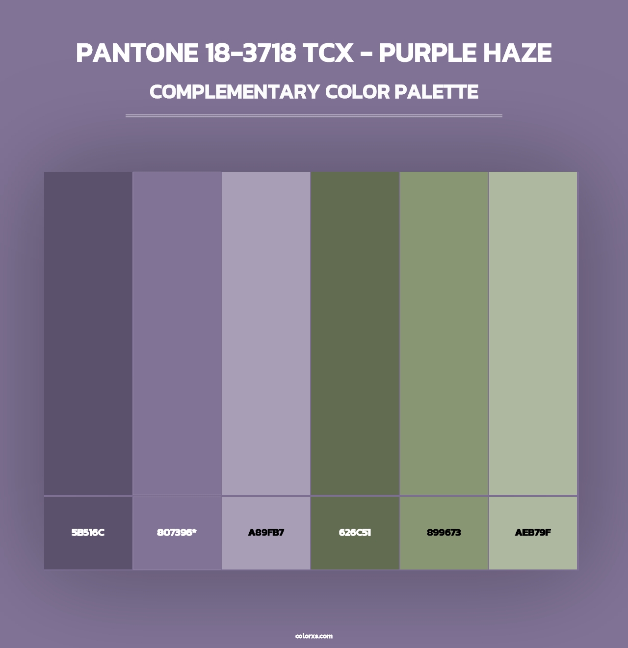 PANTONE 18-3718 TCX - Purple Haze - Complementary Color Palette