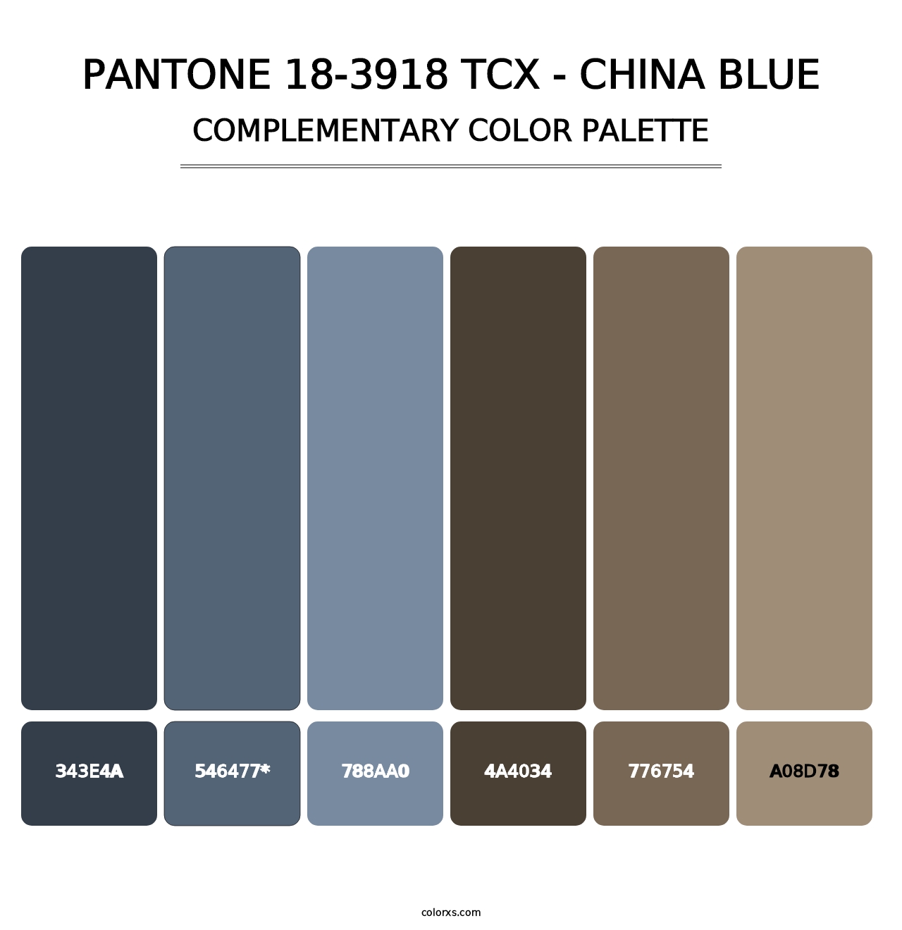 PANTONE 18-3918 TCX - China Blue - Complementary Color Palette