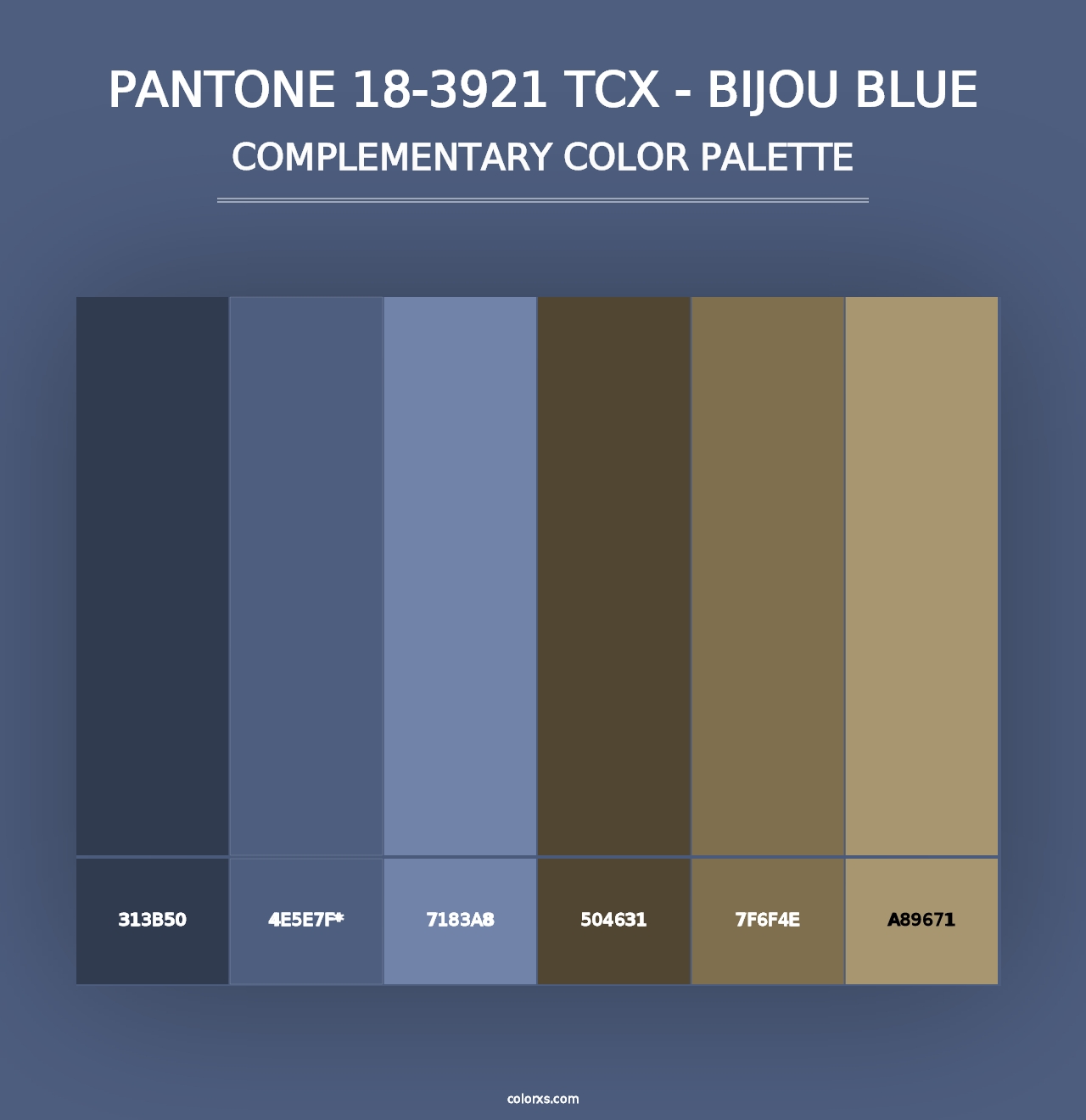 PANTONE 18-3921 TCX - Bijou Blue - Complementary Color Palette