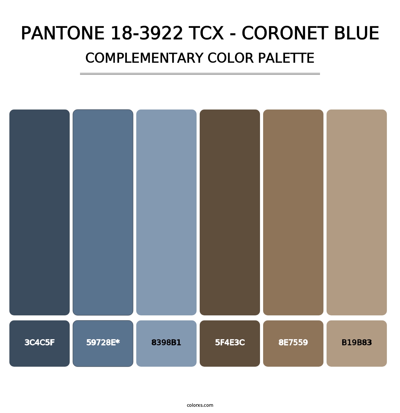 PANTONE 18-3922 TCX - Coronet Blue - Complementary Color Palette