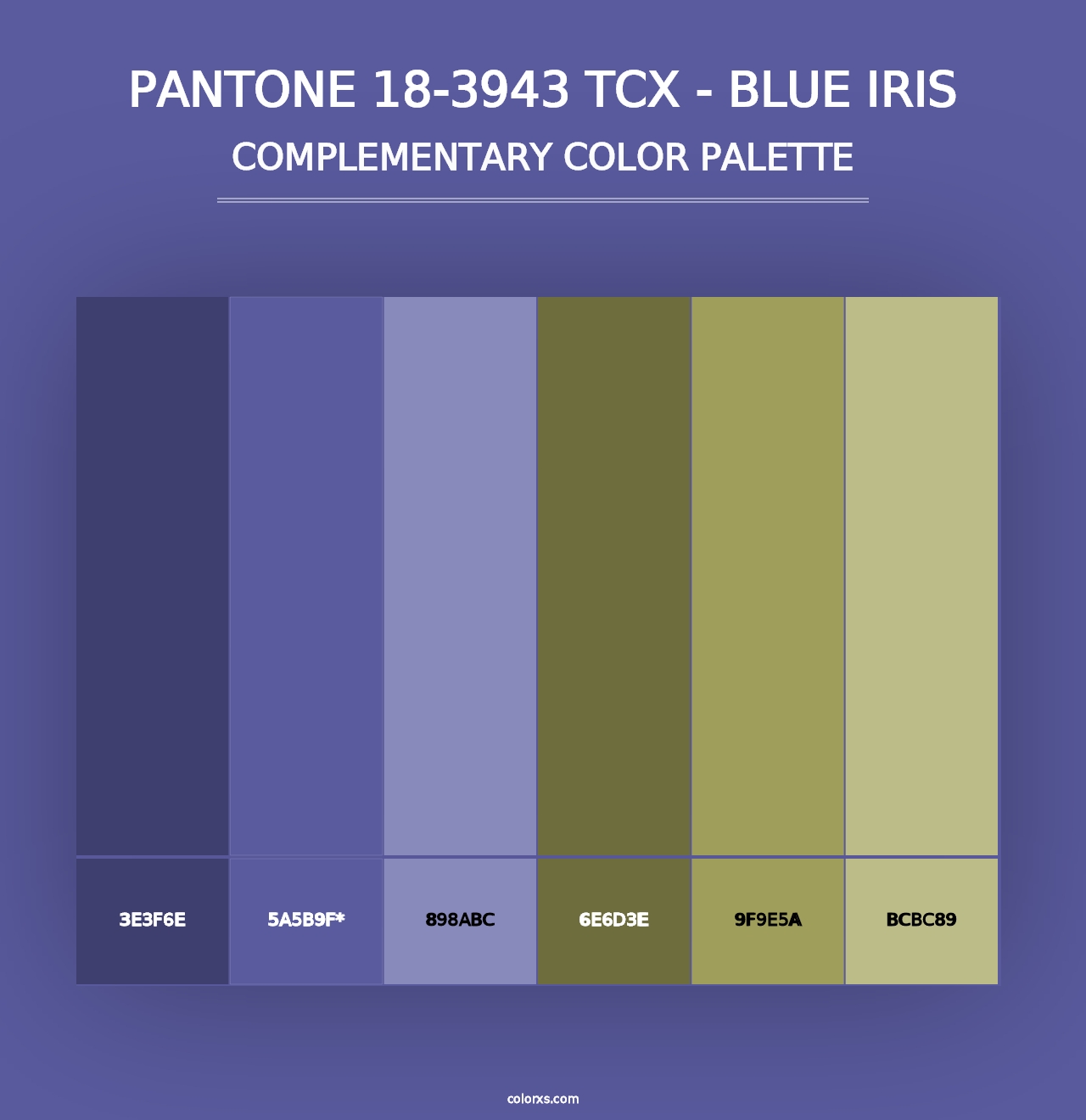 PANTONE 18-3943 TCX - Blue Iris - Complementary Color Palette