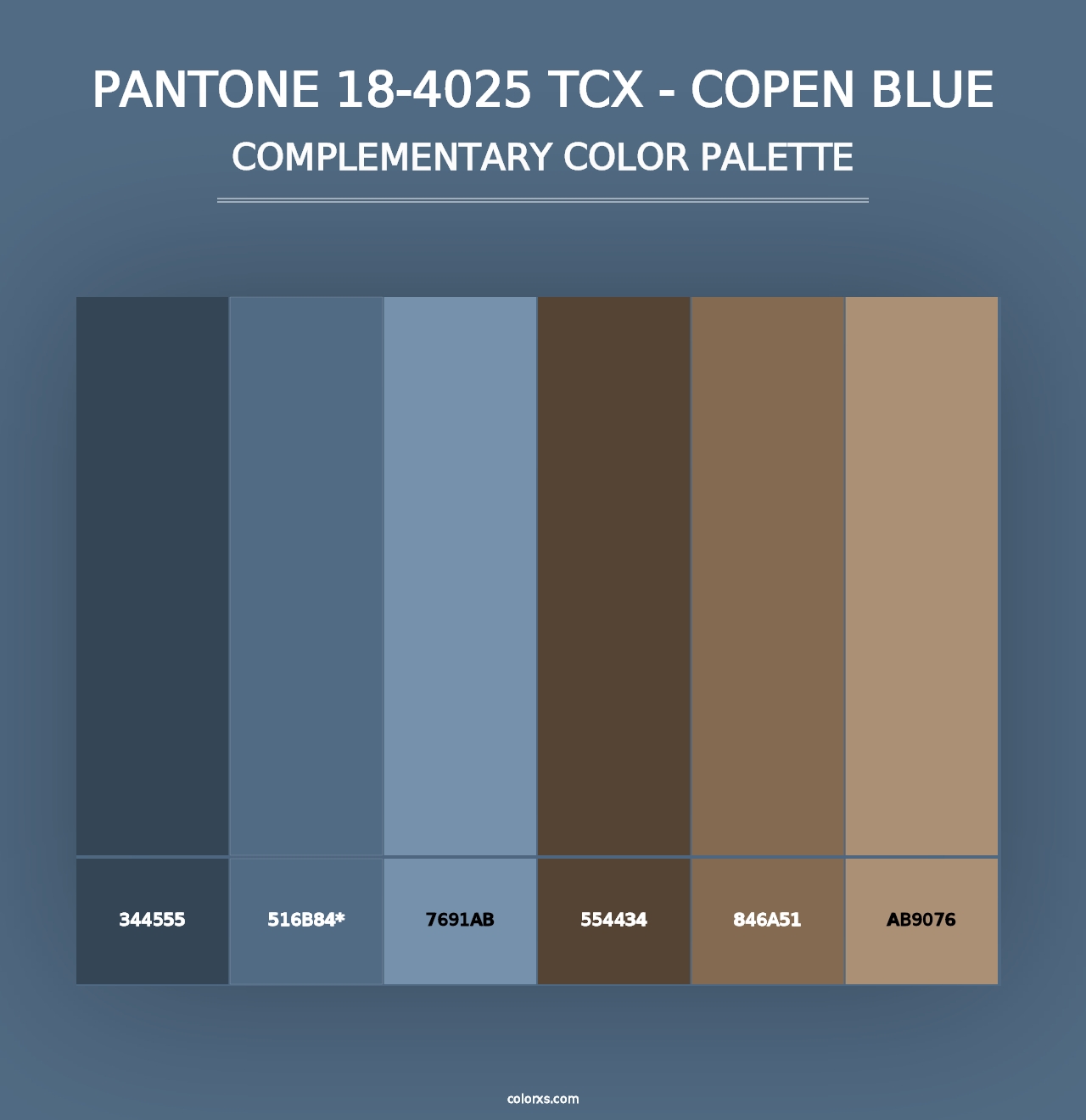 PANTONE 18-4025 TCX - Copen Blue - Complementary Color Palette