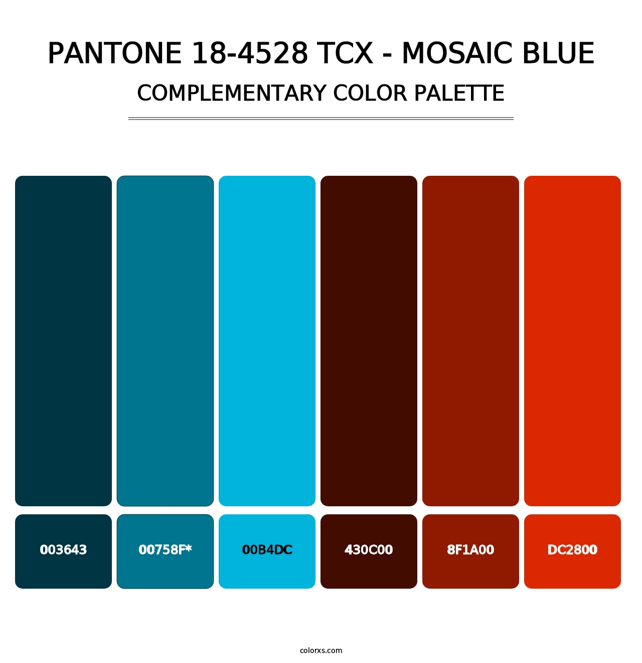 PANTONE 18-4528 TCX - Mosaic Blue - Complementary Color Palette